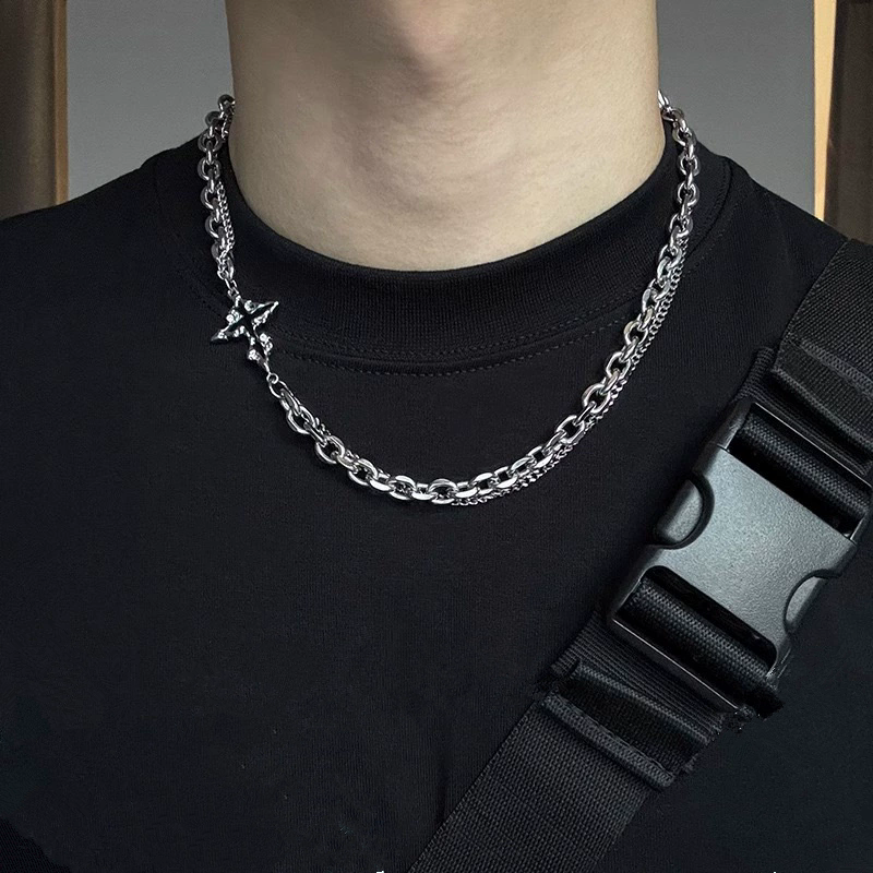 Women'S Emo Accessories - Punk Black Cross Pendant Chain Necklace