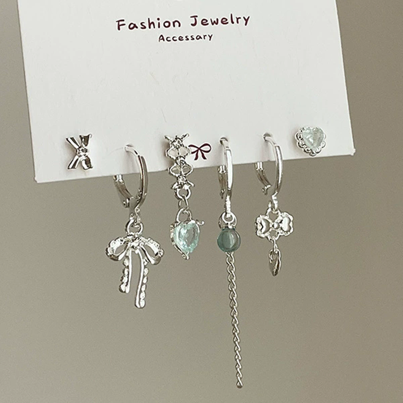 Women'S Emo Accessories - 6Pcs Set Vintage Aesthetic Silver Color