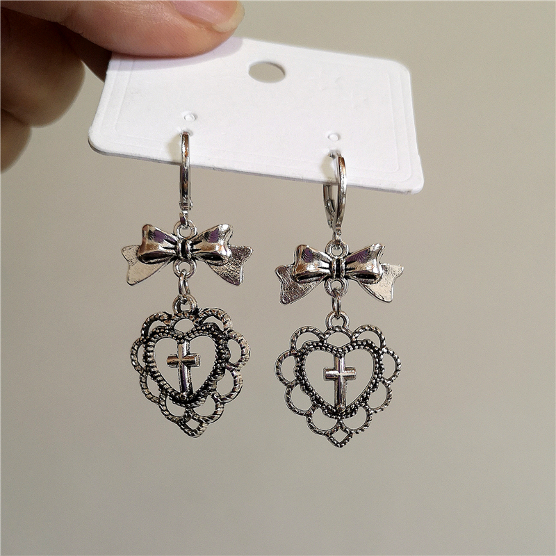 Women'S Emo Accessories - Gothic Vintage Love Heart Cross Bowknot
