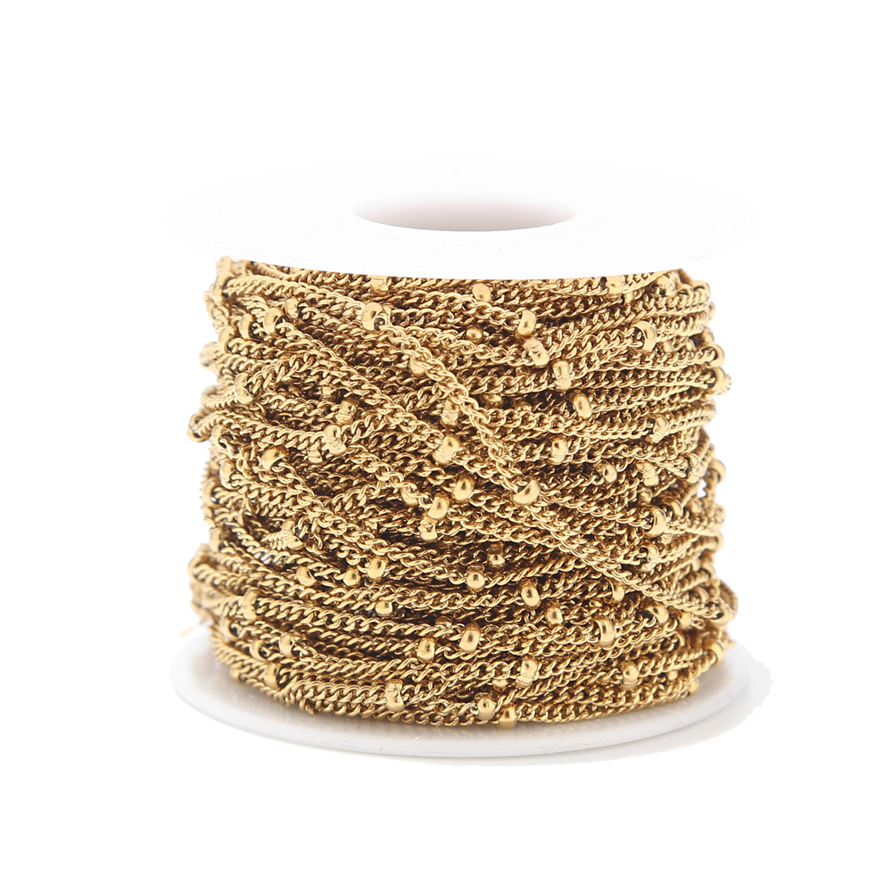 2 Meters Stainless Steel Gold  - Beaded Anklet Chain reseña y precio