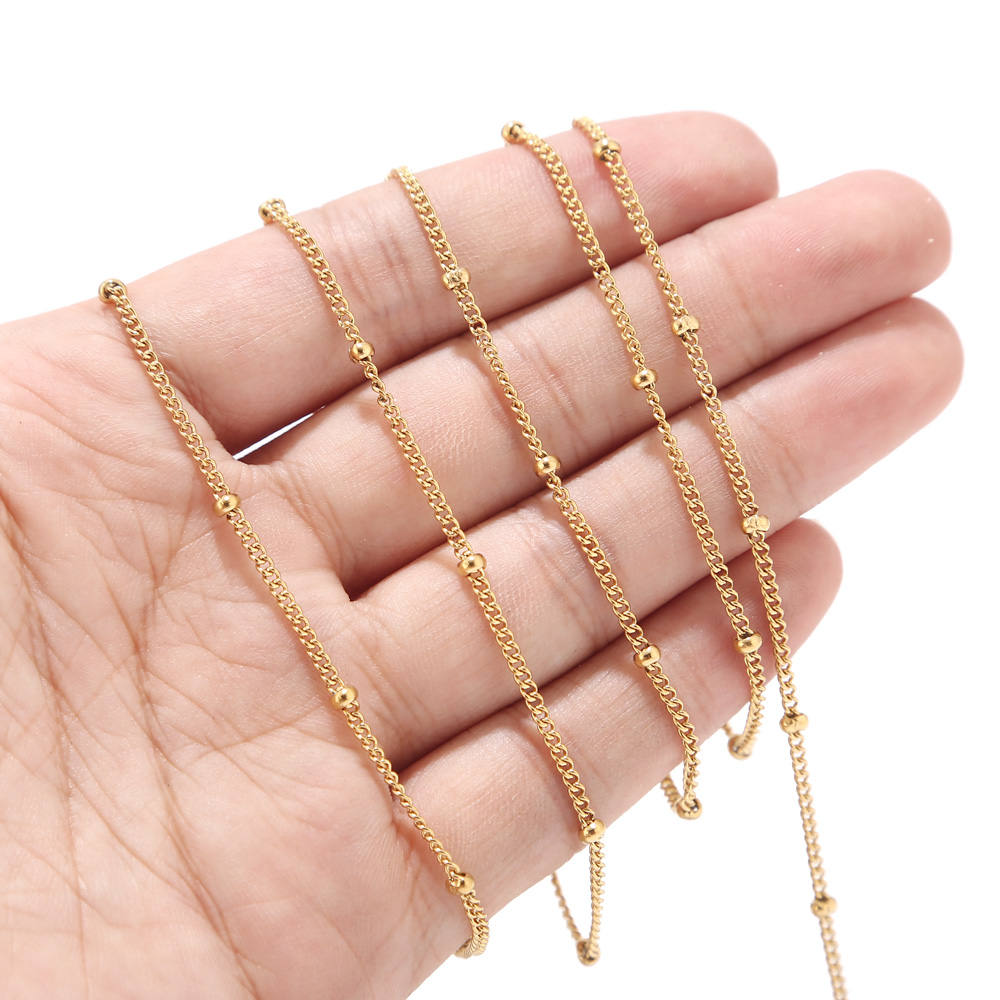 2 Meters Stainless Steel Gold  - Beaded Anklet Chain reseña y precio