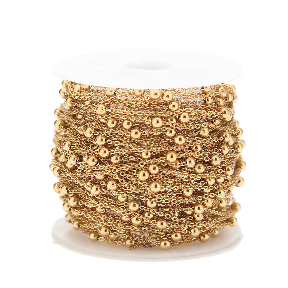 2 Meters Stainless Steel Gold  - Beaded Anklet Chain reseña y precio
