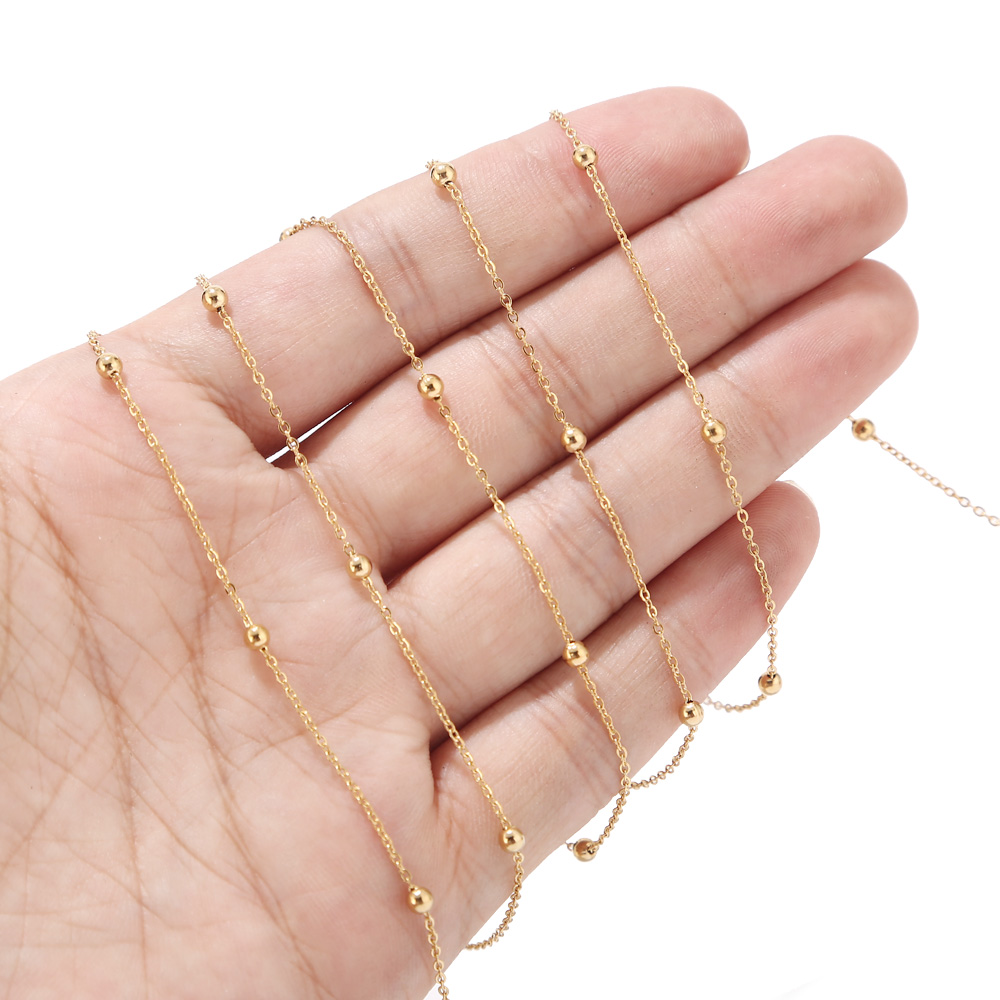 2 Meters Stainless Steel Gold  - Beaded Anklet Chain reseña y precio