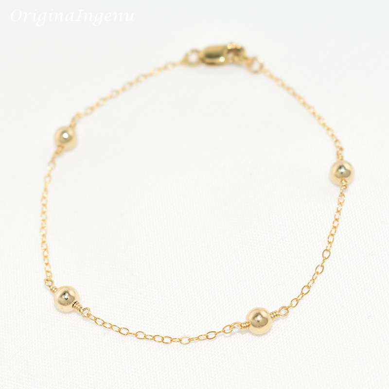 14K Gold Filled Beads Bracelet - Beaded Anklet Chain reseña y precio