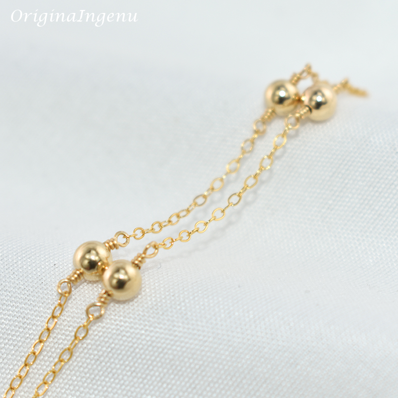 14K Gold Filled Beads Bracelet - Beaded Anklet Chain reseña y precio