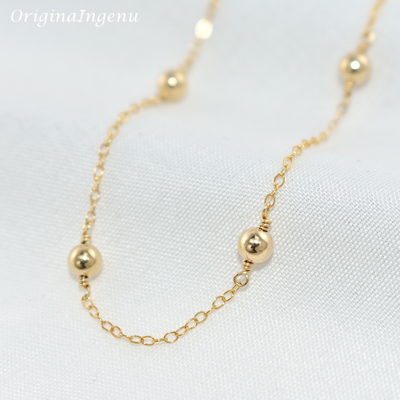 14K Gold Filled Beads Bracelet - Beaded Anklet Chain reseña y precio