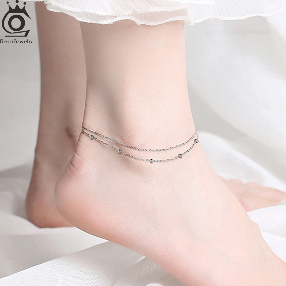 ORSA JEWELS Fashion 925 Sterli - Beaded Anklet Chain reseña y precio
