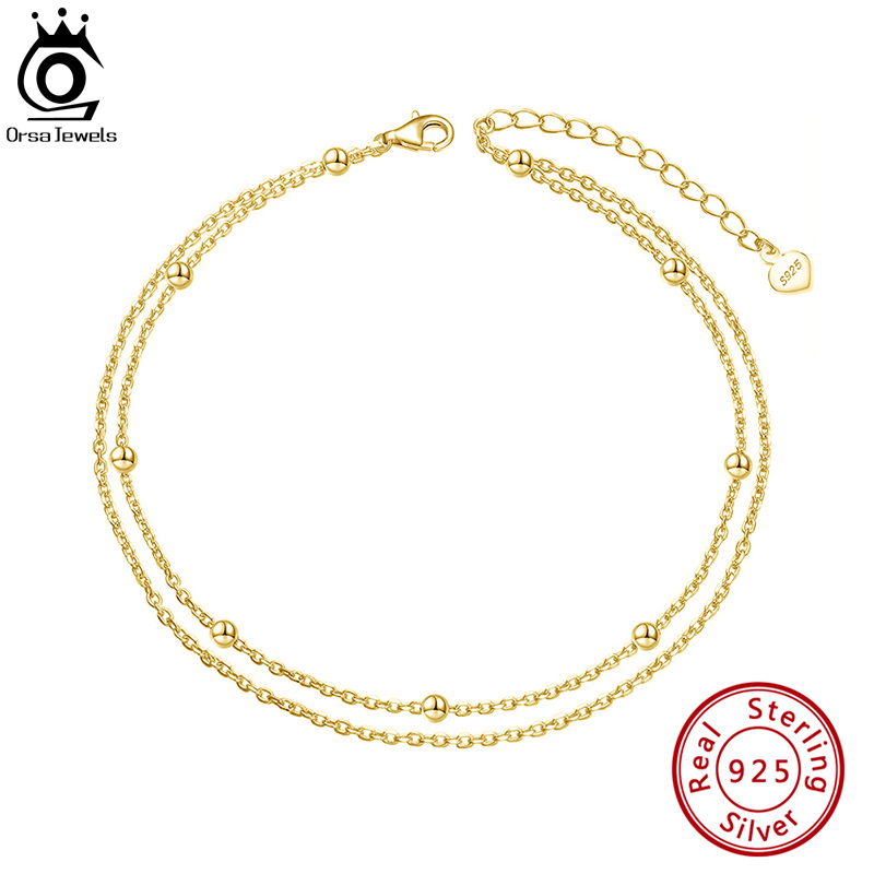 ORSA JEWELS Fashion 925 Sterli - Beaded Anklet Chain reseña y precio