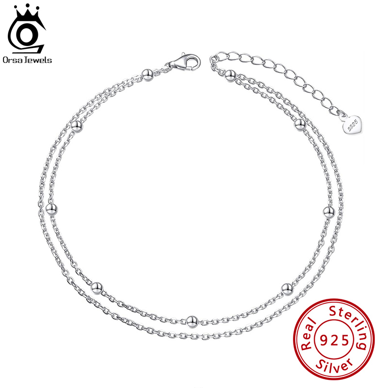 ORSA JEWELS Fashion 925 Sterli - Beaded Anklet Chain reseña y precio
