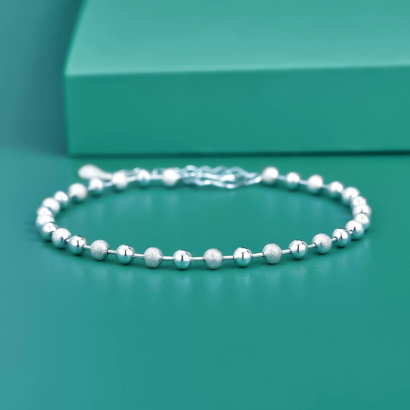 Classic Simple 925 Sterling Si - Beaded Anklet Chain reseña y precio