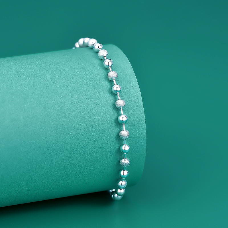 Classic Simple 925 Sterling Si - Beaded Anklet Chain reseña y precio
