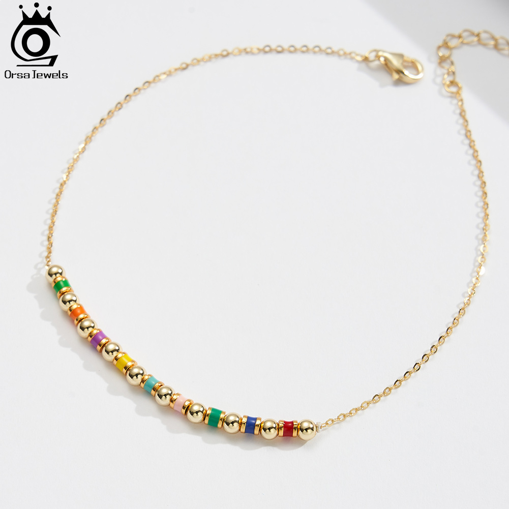ORSA JEWELS 925 Sterling Silve - Beaded Anklet Chain reseña y precio