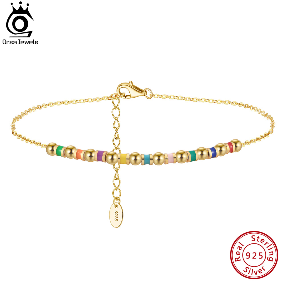 ORSA JEWELS 925 Sterling Silve - Beaded Anklet Chain reseña y precio