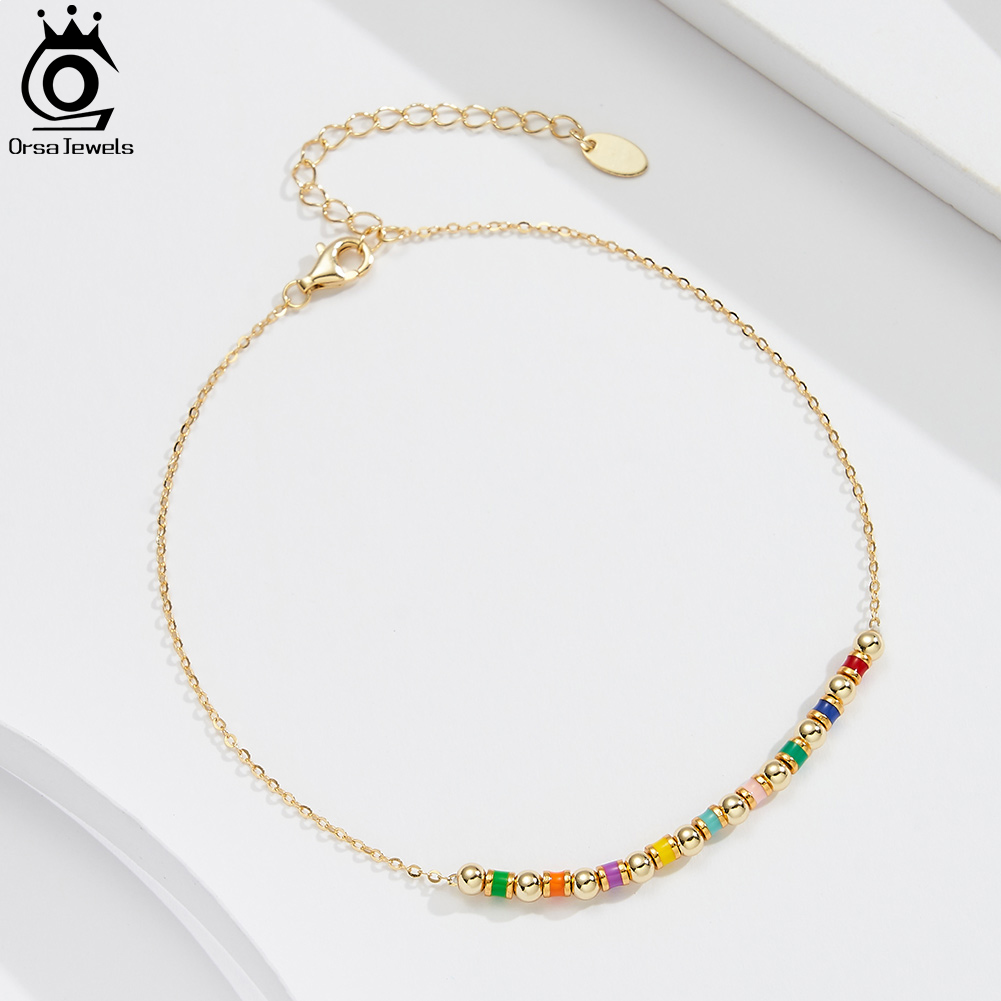 ORSA JEWELS 925 Sterling Silve - Beaded Anklet Chain reseña y precio