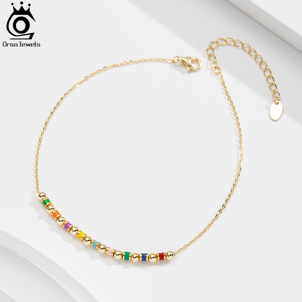 ORSA JEWELS 925 Sterling Silve - Beaded Anklet Chain reseña y precio