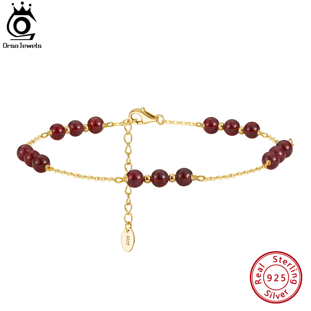ORSA JEWELS 14K Gold Genuine 4 - Beaded Anklet Chain reseña y precio