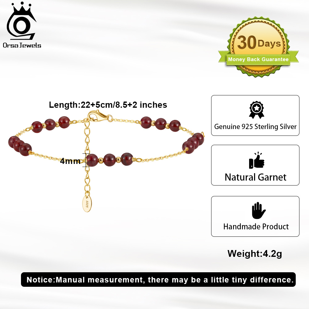 ORSA JEWELS 14K Gold Genuine 4 - Beaded Anklet Chain reseña y precio
