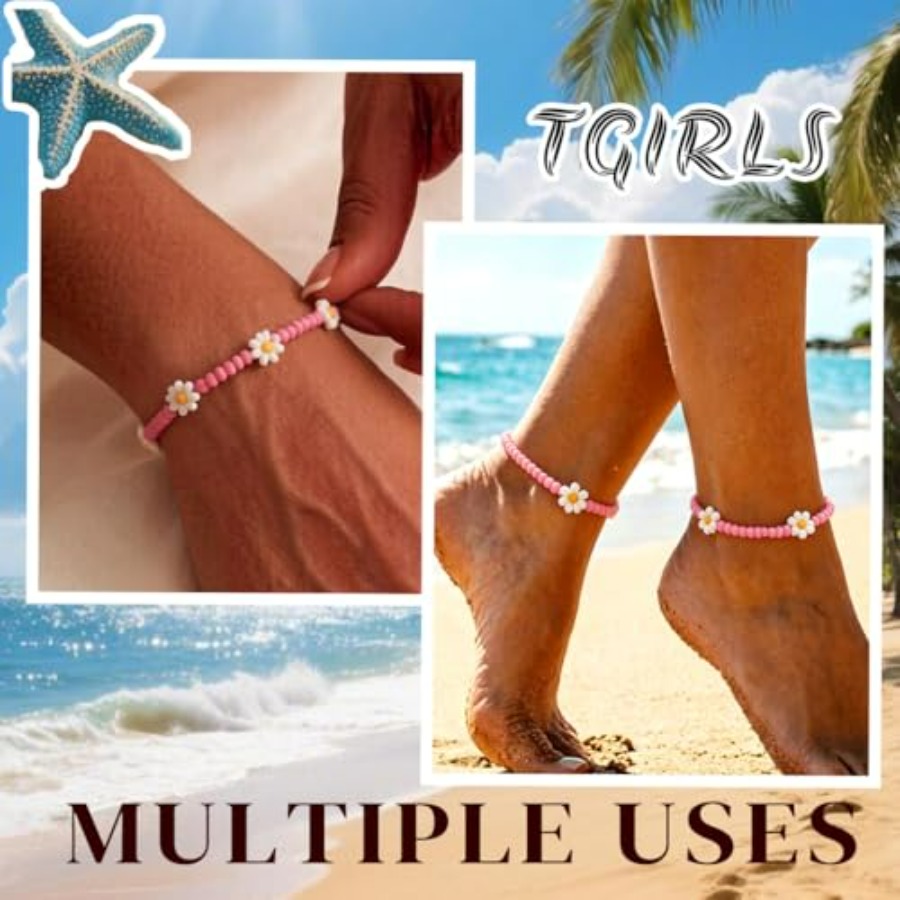 Boho Ankle Bracelets for Women - Beaded Anklet Chain reseña y precio