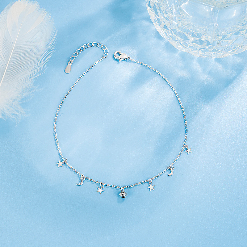 Romantic Moon Star Bead Feet C - Beaded Anklet Chain reseña y precio