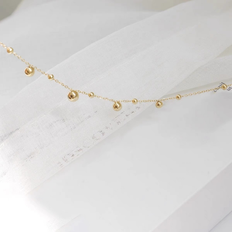 18k gold ball round bead ankle - Beaded Anklet Chain reseña y precio