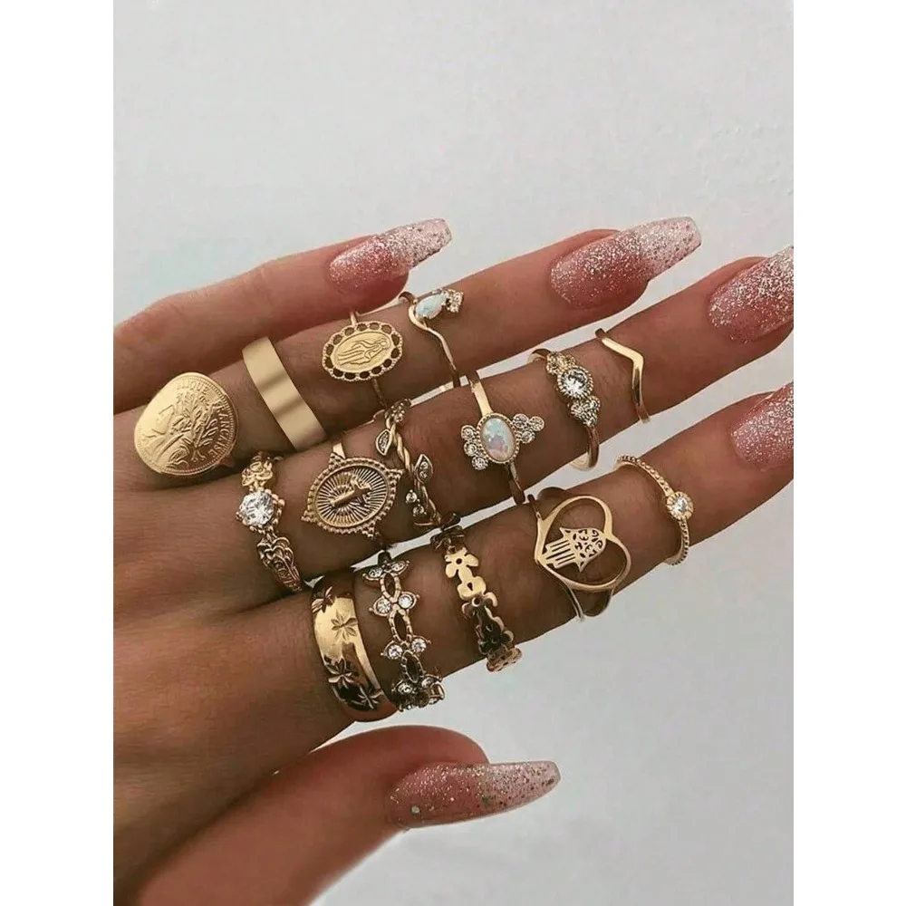 30Pcs Dainty Pattern Hair Ring - Women'S Accessories Rings reseña y precio