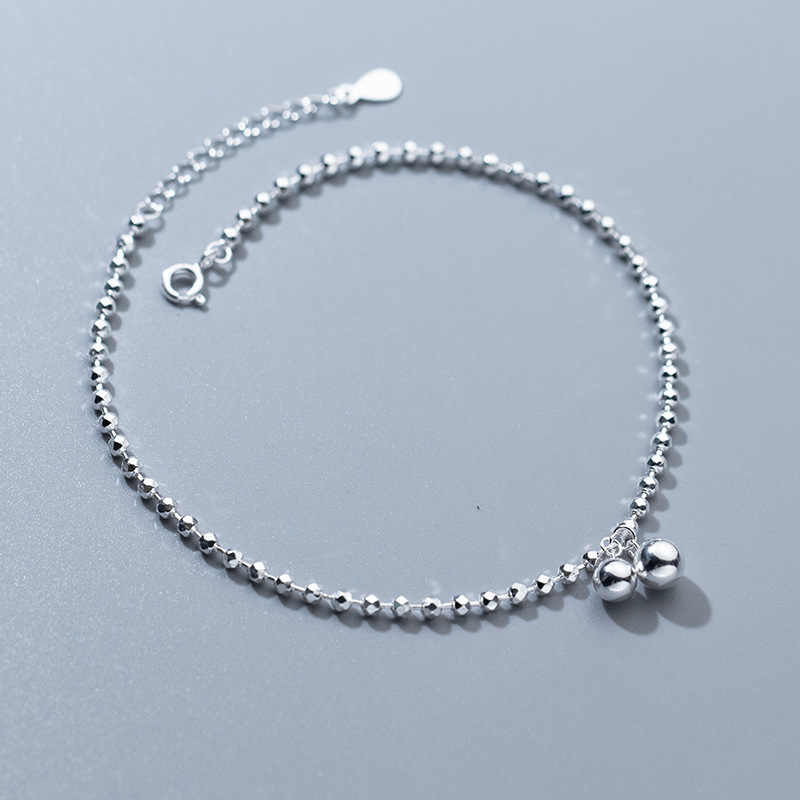 925 Sterling Silver Diamond-Cu - Beaded Anklet Chain reseña y precio