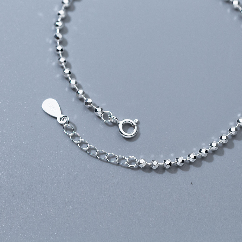 925 Sterling Silver Diamond-Cu - Beaded Anklet Chain reseña y precio