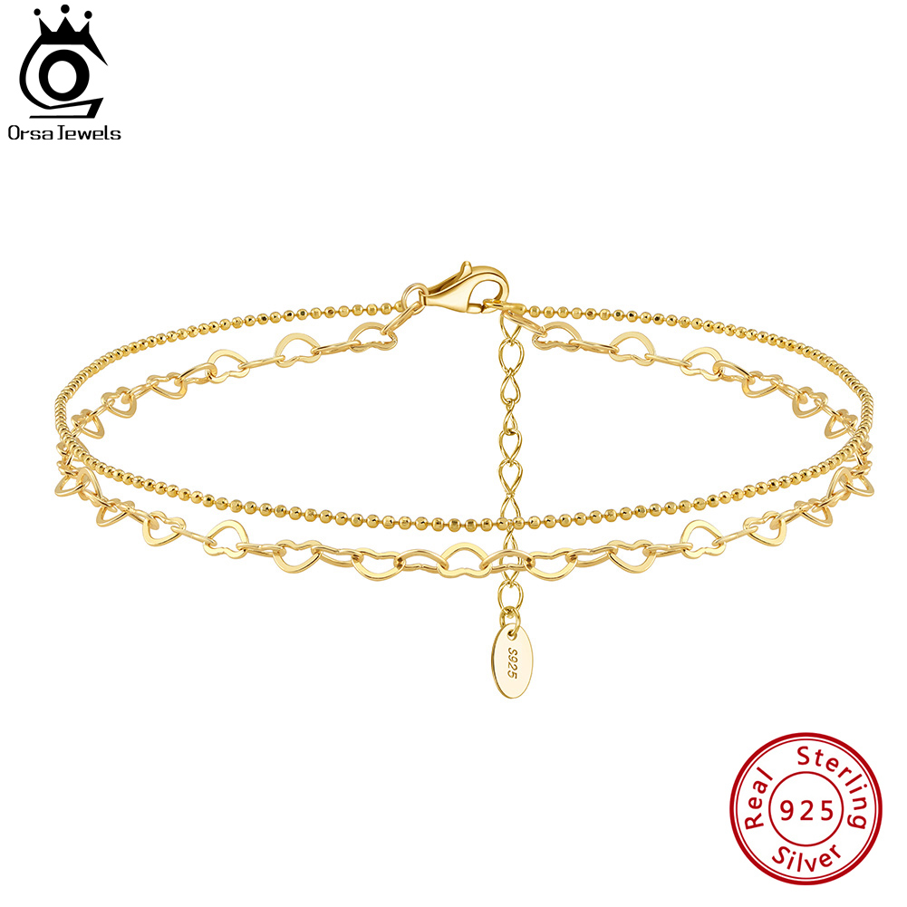 ORSA JEWELS Layered Link Chain - Beaded Anklet Chain reseña y precio