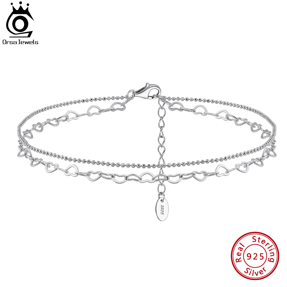 ORSA JEWELS Layered Link Chain - Beaded Anklet Chain reseña y precio