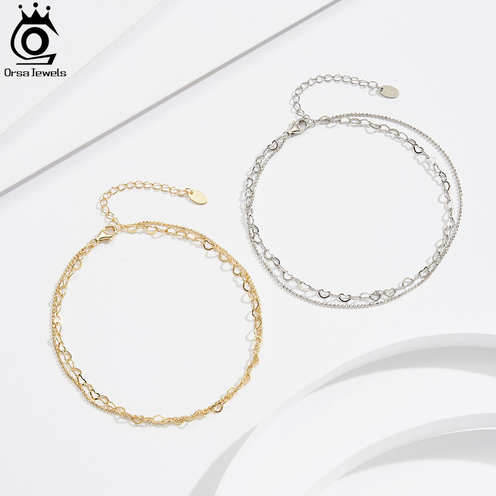 ORSA JEWELS Layered Link Chain - Beaded Anklet Chain reseña y precio