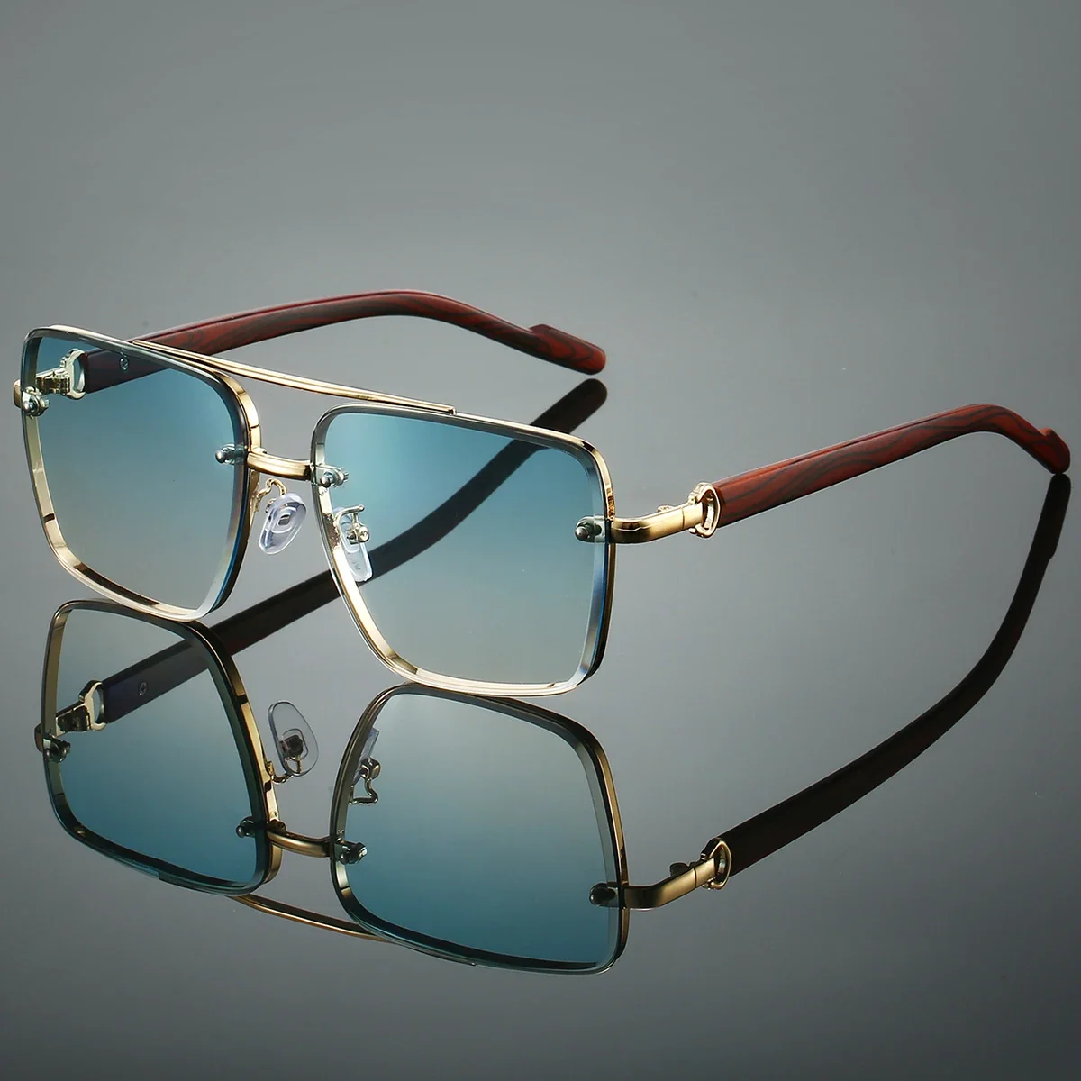 Fashion Retro Square Metal Sun - Sunglasses Oversized Square reseña y precio
