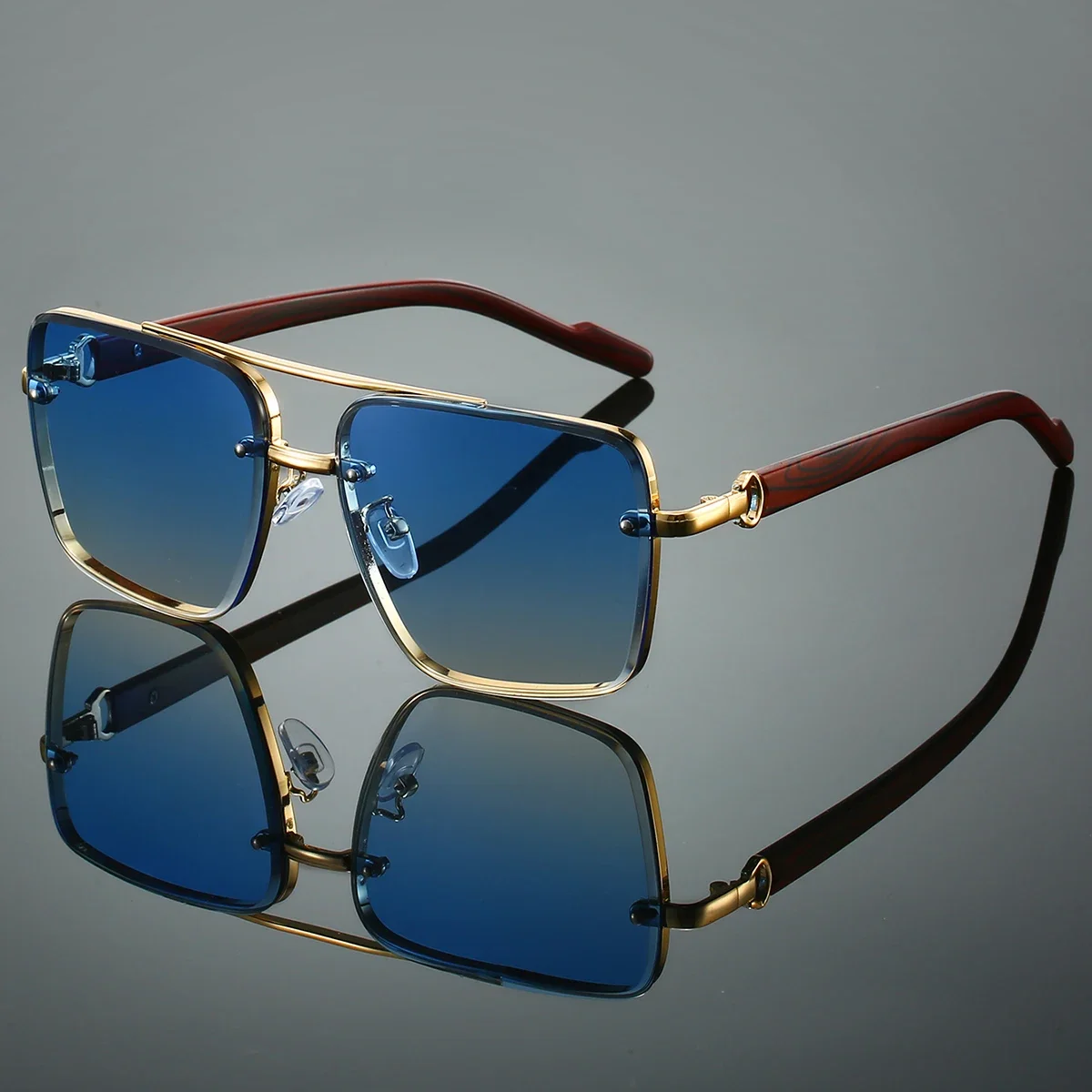Fashion Retro Square Metal Sun - Sunglasses Oversized Square reseña y precio