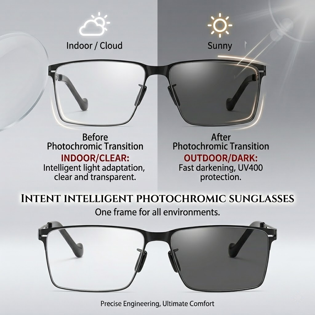 Men Photochromic Polarized Sun - Sunglasses Oversized Square reseña y precio