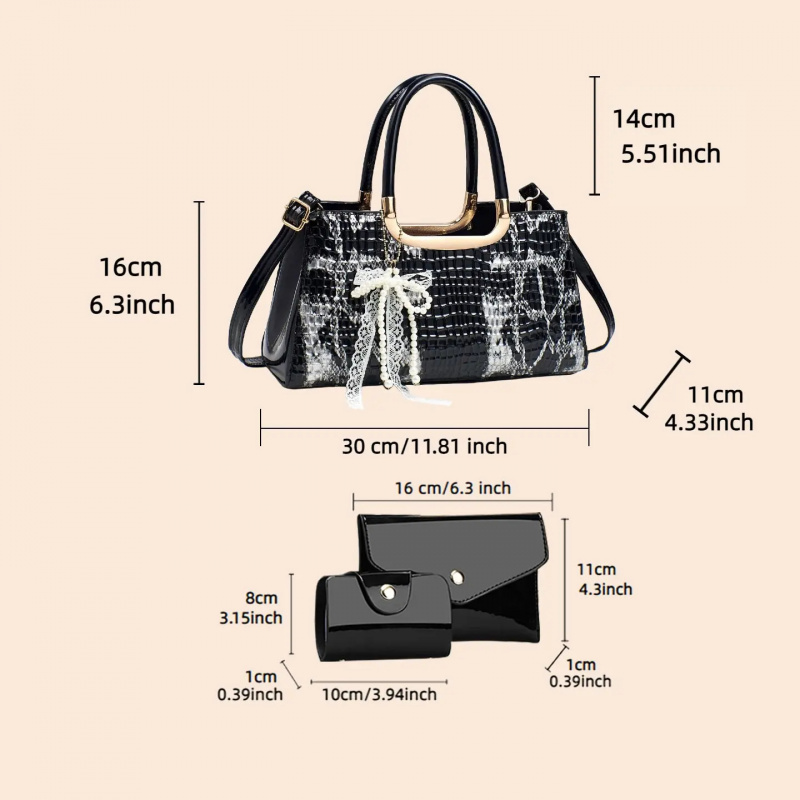 Women's Handbag Set, Crocodile - Women Accessories Set reseña y precio