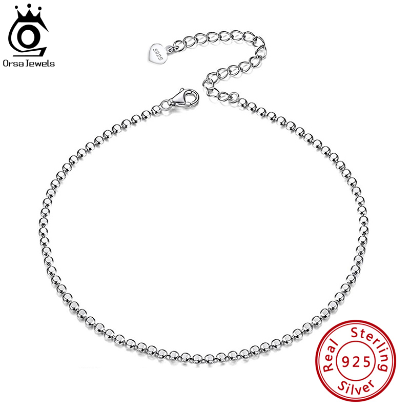 ORSA JEWELS Genuine 925 Sterli - Beaded Anklet Chain reseña y precio