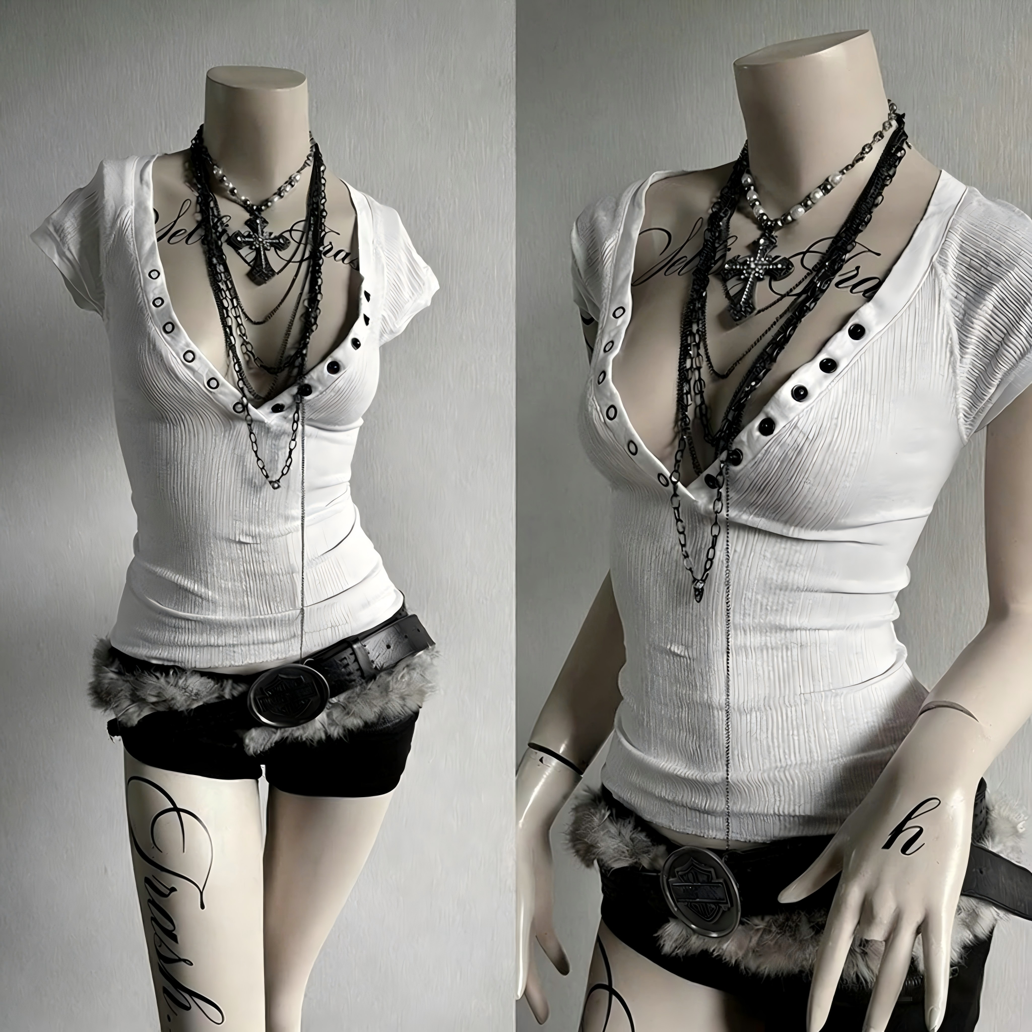 Harajuku punk printed short sl - Women'S Emo Accessories reseña y precio