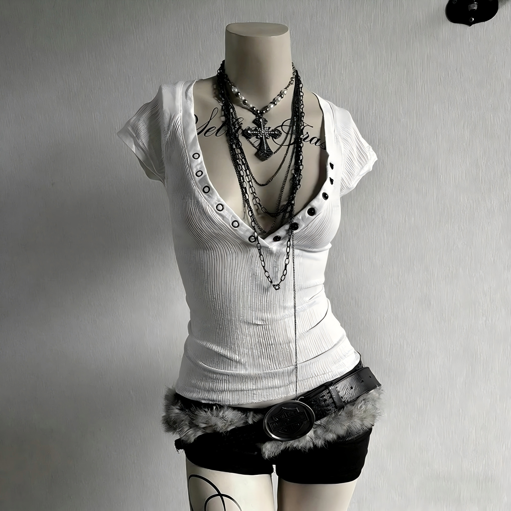 Harajuku punk printed short sl - Women'S Emo Accessories reseña y precio