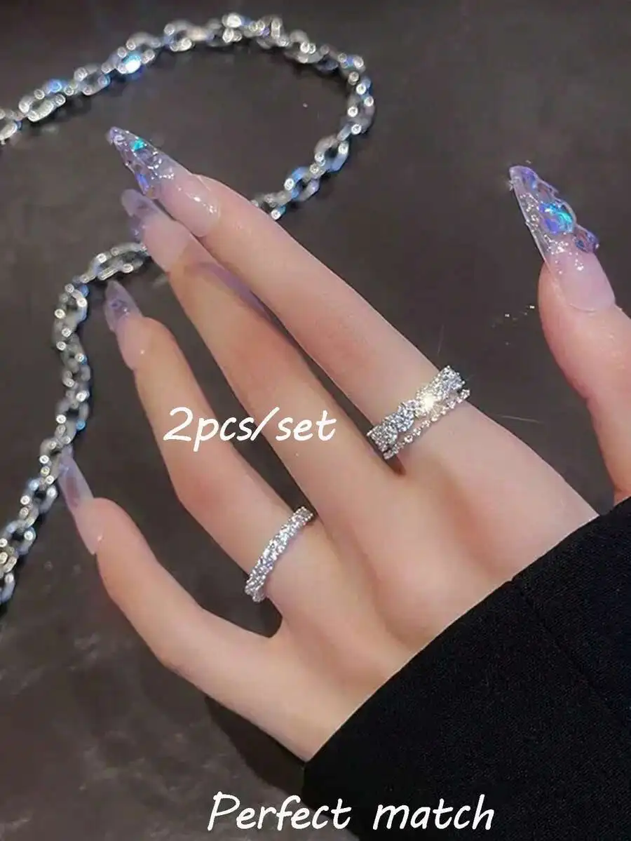 2pcs Luxury Y2K Style Copper Z - Women'S Accessories Rings reseña y precio