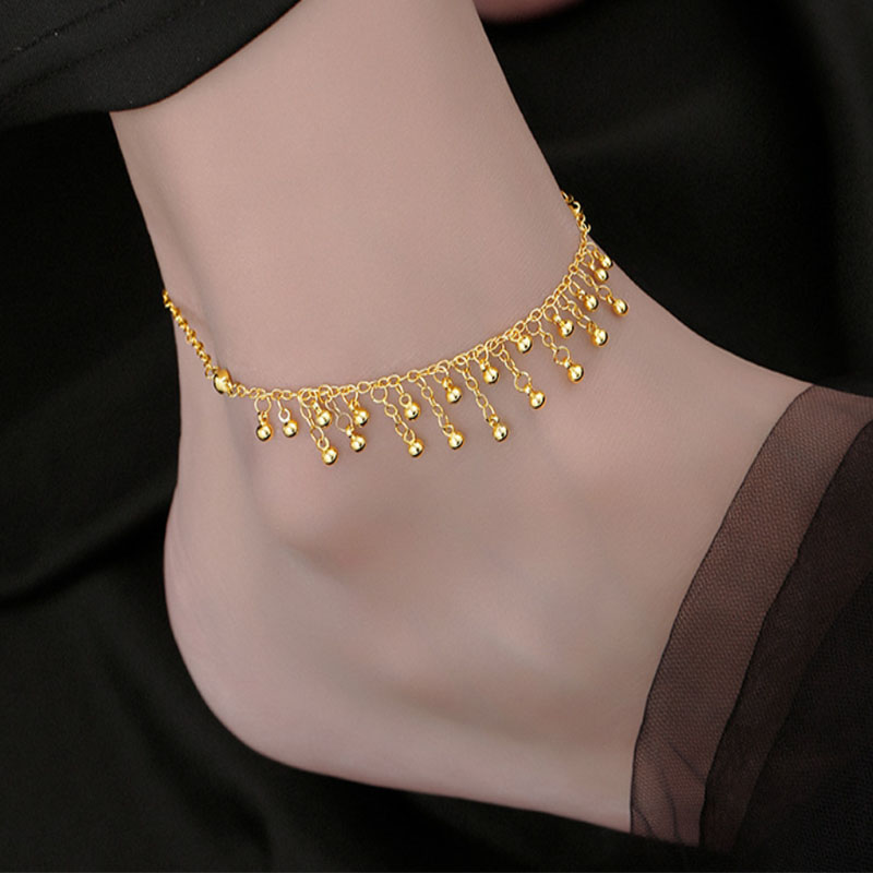 925 Sterling Silver Round Bead - Beaded Anklet Chain reseña y precio