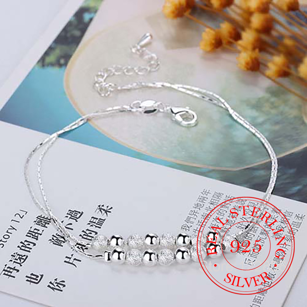 925 Silver Double Layer Beaded - Beaded Anklet Chain reseña y precio
