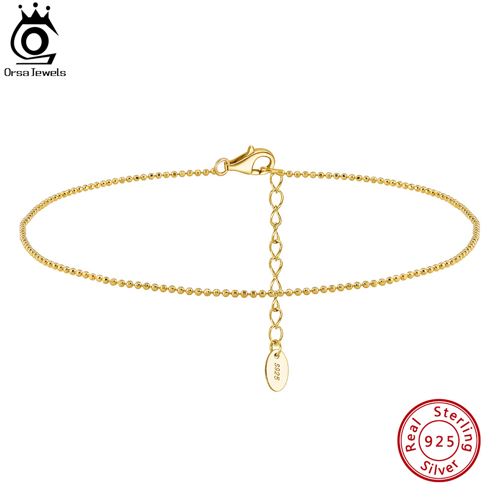 ORSA JEWELS 925 Sterling Silve - Beaded Anklet Chain reseña y precio