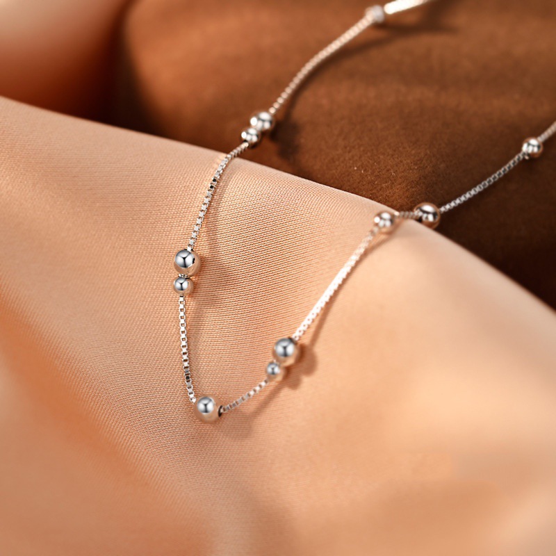 925 Sterling Silver Geometric  - Beaded Anklet Chain reseña y precio